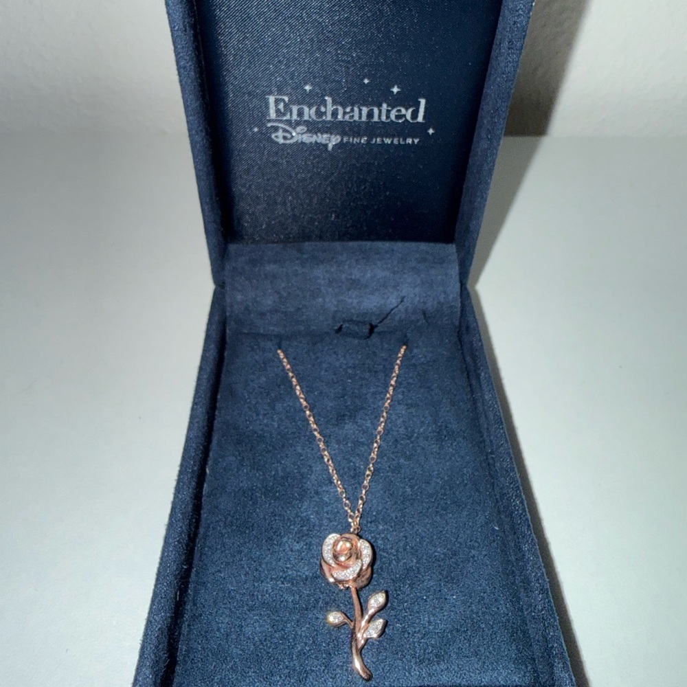 Zales Enchanted By Disney Belle Diamond Rose Gold Pendant